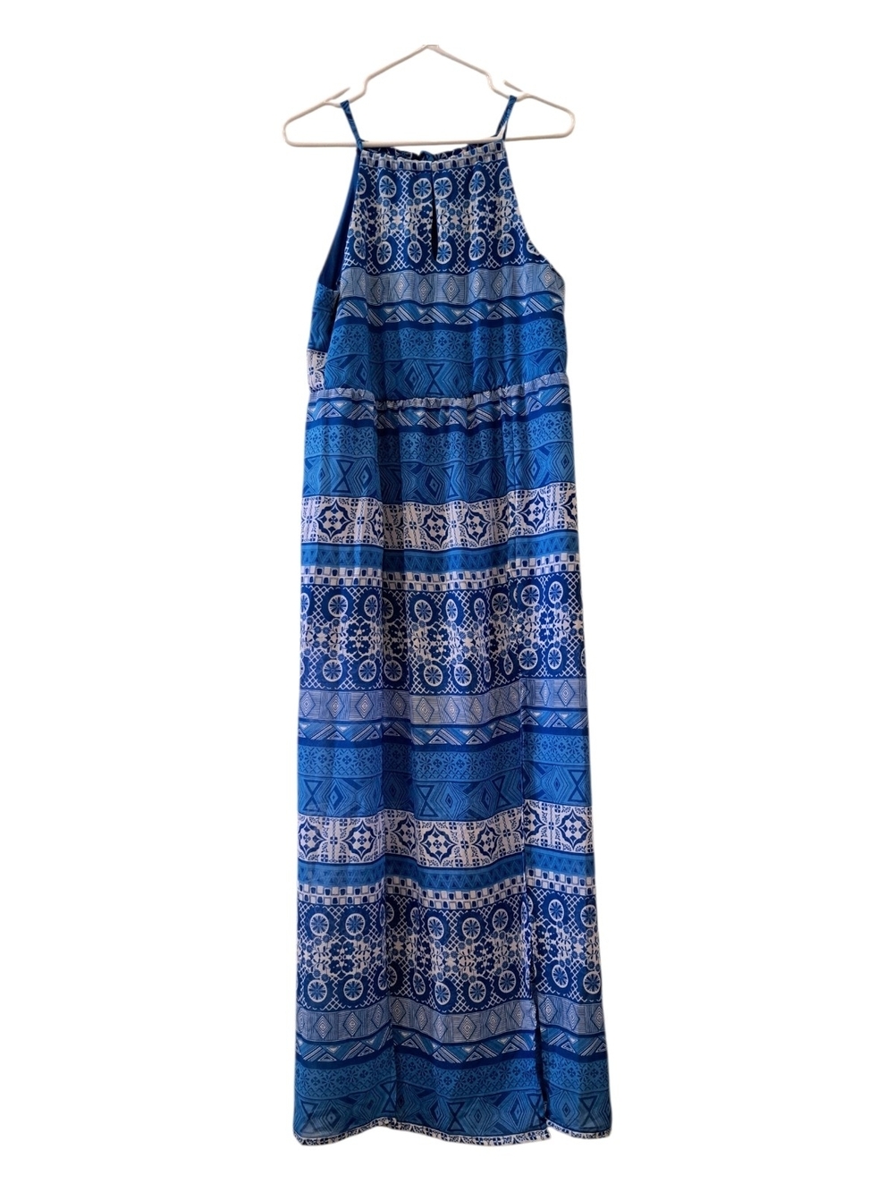 She's Cool Maxi dress Blue Patterned Halter size M